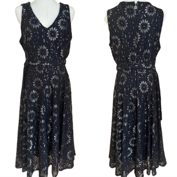 Tommy Hilfiger Black Lace Dress with Gold Undertone. Fully Underlined. Like New! - Picture 10 of 15